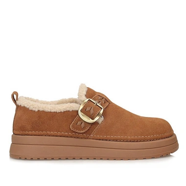 Kapcie damskie Vinceza 27-107247 CA CAMEL brązowe skórzane barefoot zamszowe wsuwane na platformie