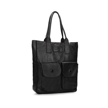 Torebka damska Toscanio VINTAGE SHOPPER C76 czarna skórzana mieszcząca A4