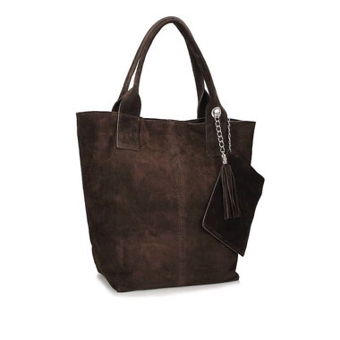 Torebka shopperka ze skóry welurowej Toscanio 1101 c.brąz