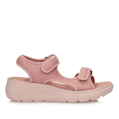 Sandały damskie Azaleia 198048 18833 różowe z wolną piętą na rzepy na koturnie