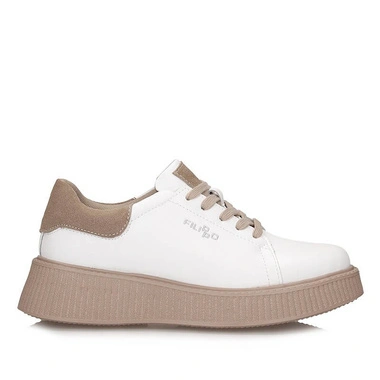 Sneakersy damskie Filippo DP7982/26 WH białe skórzane sznurowane na platformie