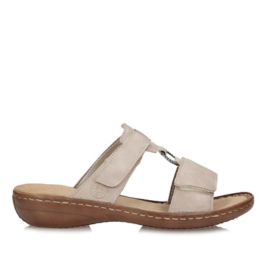 Klapki damskie Rieker 60885-62 beige beżowe na rzep