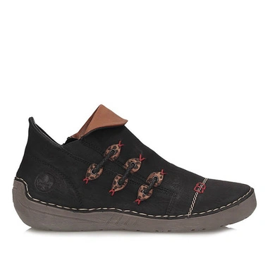Botki damskie Rieker 72581-00 czarne zapinane na zamek
