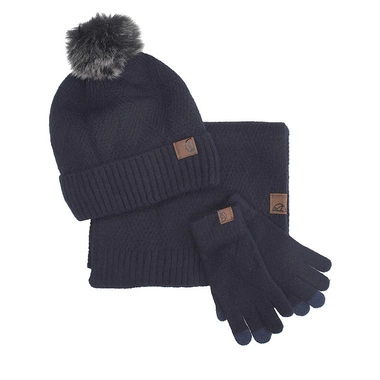 Ciepły damski zestaw czapka, szal, rękawice Pepe moll 252852 PACK NAVY