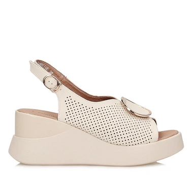 Modne beżowe sandały damskie na koturnie T.Sokolski TS L25-248 BEIGE