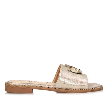 Stylowe klapki damskie na płaskiej podeszwie S.Barski KV51-007 LT.GOLD