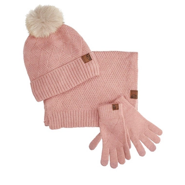 Ciepły różowy damski zestaw czapka, szal, rękawice Pepe moll 252852