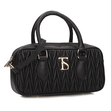  Skórzana włoska Torebka kuferek Toscanio G12 CZARNA