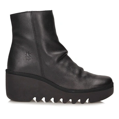 Botki damskie Fly London BAAN538FLY DUBLIN BLACK P501538009 czarne skórzane zapinane na zamek na platformie