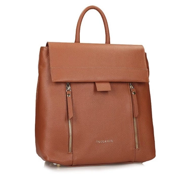 Pojemny Skórzany Plecak z klapką Toscanio F267 rudy D17