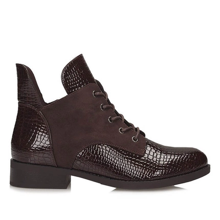 Brązowe modne botki sznurowane Vinceza 16477 BR PU