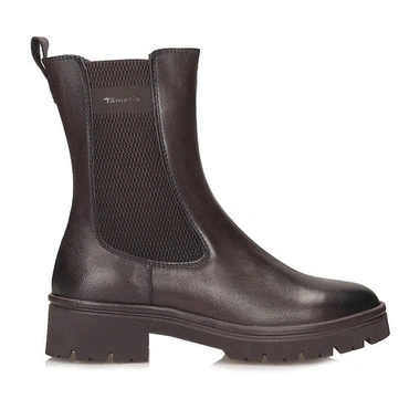 Botki damskie Tamaris 1-25457-47 304 MOCCA brązowe skórzane zapinane na zamek na platformie