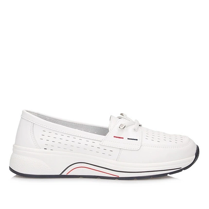 Damskie ażurowe półbuty wsuwane S.Barski LR51-871 WHITE
