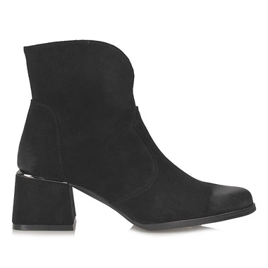 Eleganckie zamszowe czarne botki damskie Potocki 25-12422BK