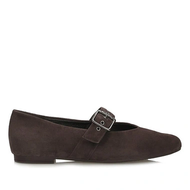 Baleriny damskie Ryłko 0UNP1_3FVF brązowe mary jane zapinane na sprzączkę skórzane