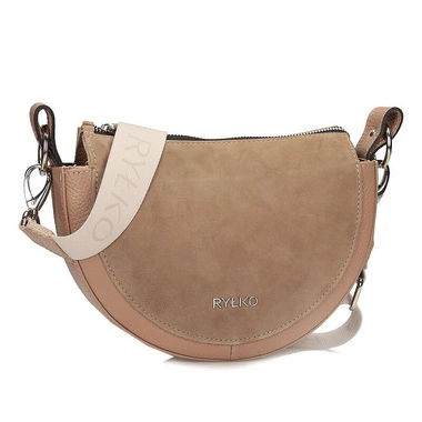 Torebka damska Ryłko R10126TB_4QP brązowa listonoszka zamszowa