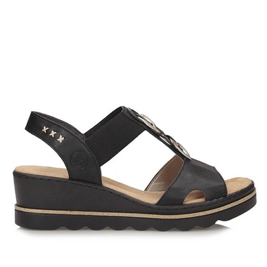 Sandały damskie Rieker 67498-00 black czarne wsuwane na platformie