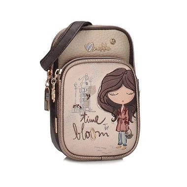 Torebka damska Anekke 43703-907 BOLSO HANDBAG TULIP MINI BOLSO BANDOLERA beżowa jednokomorowa zapinana na zamek na ramię