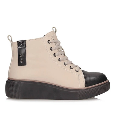 Klasyczne damskie Botki trzewiki T.Sokolski TS Z24-218 beżowo- czarne