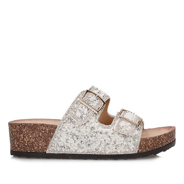 Stylowe damskie klapki Sca'viola na wysokiej platformie L-47 WHITE