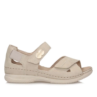 Wygodne beżowe sandały damskie Rieker V7474-60 pełna pięta