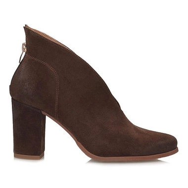 Ekskluzywne zamszowe botki na słupku EXQUISITE 1231 C.BRĄZ.WEL