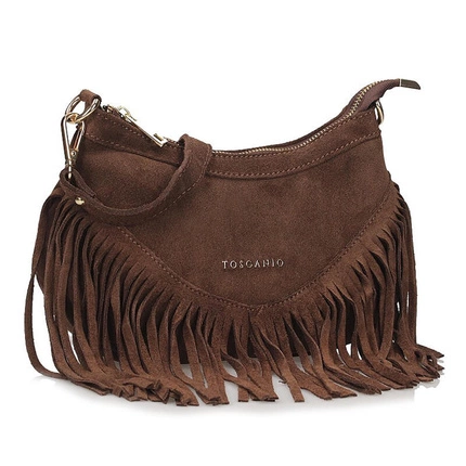 Zamszowa Stylowa Listonoszka Torebka na ramię Toscanio G105 brąz wel D37