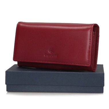  Czerwony skórzany damski Portfel Canaletto 1602-s165/RFID