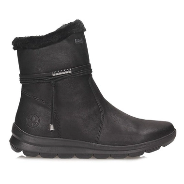 Ocieplane Stylowe czarne botki damskie na zamek Rieker Z0070-00