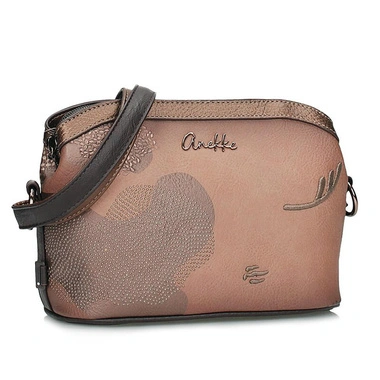 Torebka damska Anekke 43823-258 BOLSO HANDBAG BANDOLERA SINTETICO ORCHESTRA brązowa listonoszka trzykomorowa zapinana na zamek na ramię