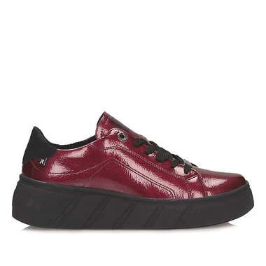 Sneakersy damskie Rieker W2601-35 bordowe na platformie sznurowane skórzane
