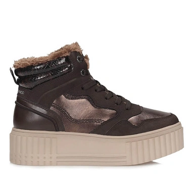 Sneakersy damskie Marco Tozzi 2-26212-47 303 brązowe botki zapinane na zamek na platformie ocieplane