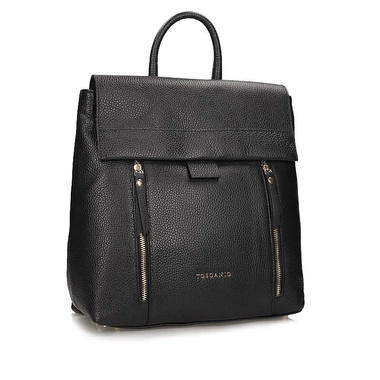 Modny Skórzany Czarny Plecak Toscanio F267