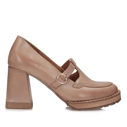 Skórzane półbuty damskie na wysokim klocku EXQUISITE 1657 LATE.LIC 