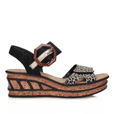 Stylowe sandały damskie na klinie Rieker 68176-00