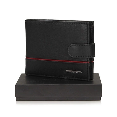 Elegancki Skórzany Portfel Ellini TMM-80R-249A BLACK/RED
