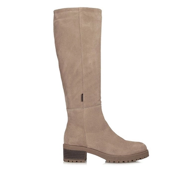 Welurowe beżowe kozaki damskie Sempre 25-620 TAUPE WELUR