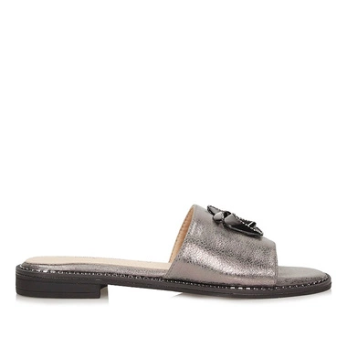 Codzienne klapki damskie na płaskiej podeszwie S.Barski KV51-007 PEWTER