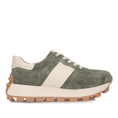 Sneakersy damskie Filippo DP7112/25 KH zielone sznurowane na platformie  skórzane