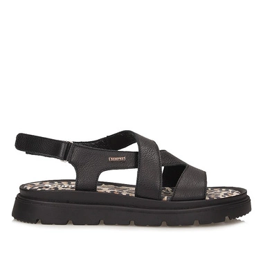 Stylowe Skórzane Sandały na platformie Sempre 25-881/WP02 czarny groch