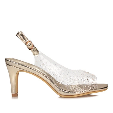 Silikonowe wizytowe sandały na obcasie Potocki 25-43317 GD