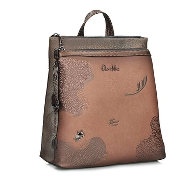 Plecak damski Anekke 43825-311 MOCHILA BACKPACK SINTETICO ORCHESTRA brązowy jednokomorowy zapinany na zamek do ręki z logowanym paskiem