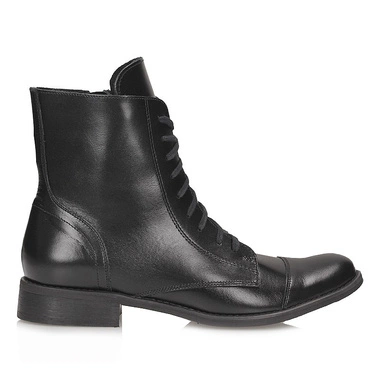 Botki damskie EXQUISITE 819 CZARNY.LI  zapinane na zamek skórzane