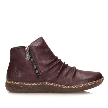 Botki damskie Rieker N2454-30 bordowe zapinane na zamek