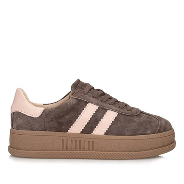 Sneakersy damskie Filippo DP7995/26 D BR brązowe skórzane sznurowane na platformie