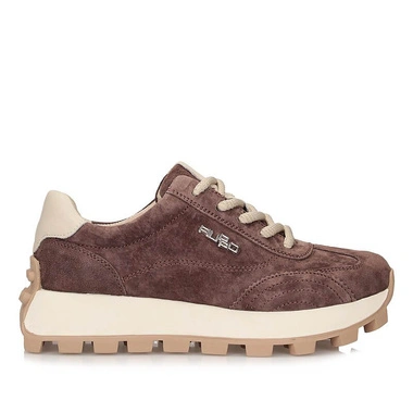 Sneakersy damskie Filippo DP7498/26 D BR brązowe skórzane sznurowane na platformie