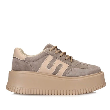 Sneakersy damskie Filippo DP7111/26 TP szare skórzane sznurowane na platformie