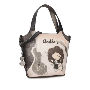 Torebka damska Anekke 43801-446 BOLSO HANDBAG DE ASA CORTA SINTETICO ORCHERSTRA beżowa listonoszka jednokomorowa zapinana na zamek do ręki