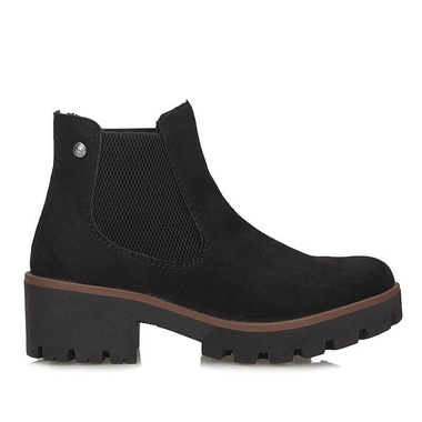 Botki damskie Rieker 79265-00 czarne wsuwane na platformie ocieplane