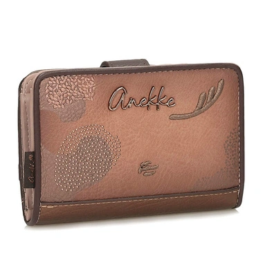Portfel damski Anekke 43829-902 BILLETERO WALLET SINTETICO ORCHESTRA brązowy średni jednokomorowy zapinany na zamek i zatrzask